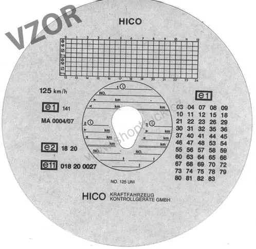 Kotouček tachografu 125km
