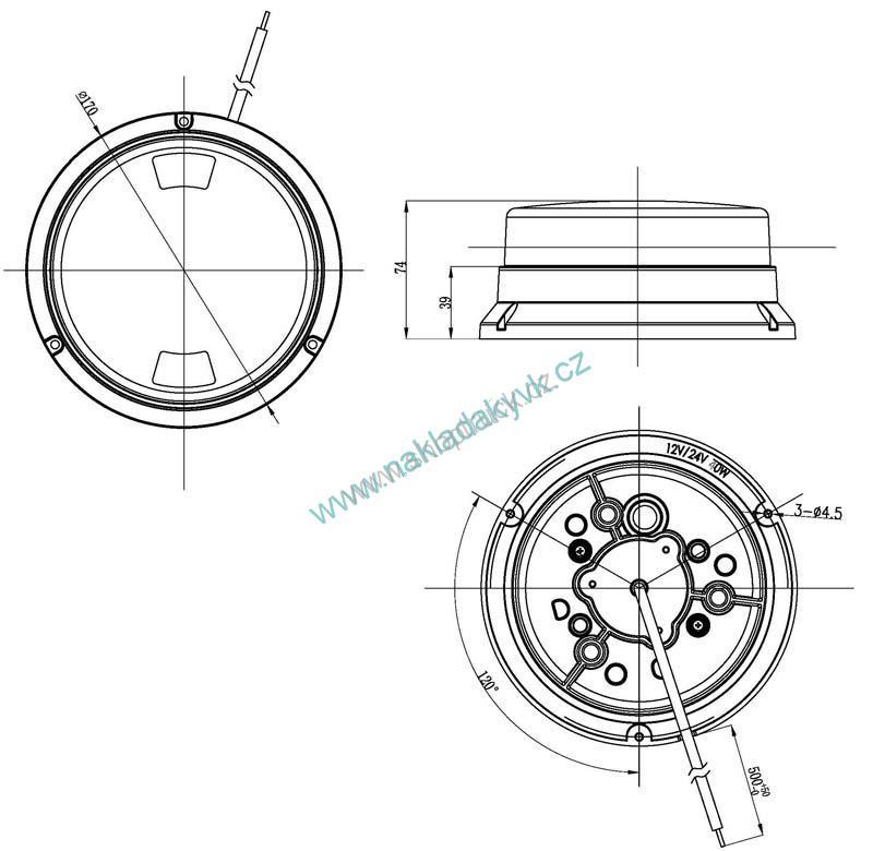 Maják LED 12/24 ECE 40SMD - magnet