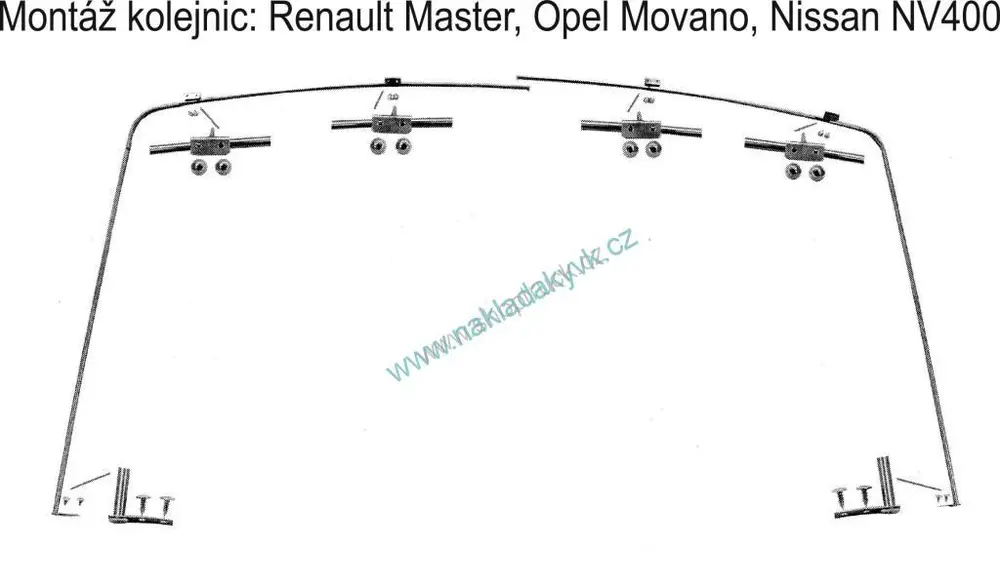 Kolejnice závěsů RENAULT Master, OPEL Movano, NISSAN NV400, IVECO Dailly od2020