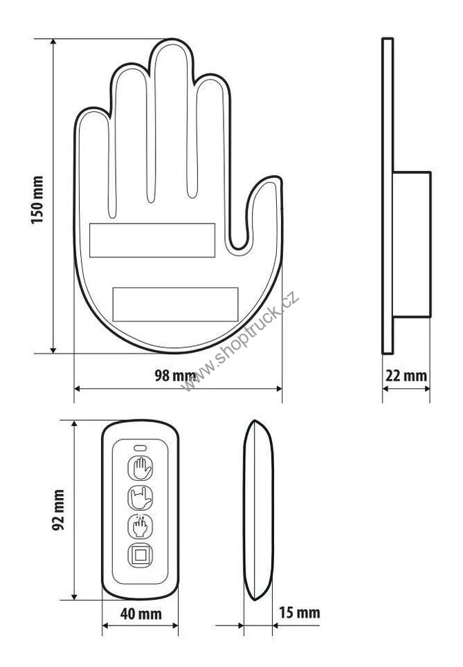 Dekorace LED ruka s gesty
